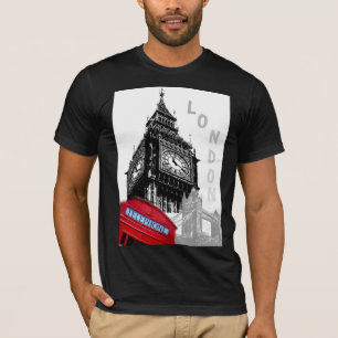 T-shirt Élégant Big Ben Horloge Tower London Téléphone rou