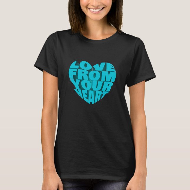 T-shirt Elégant Bleu 3D Design de texte Amour de votre coe (Devant)