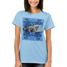 Elégant bleu floral chat siamois jolie féline