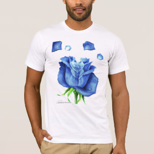 T-shirt Elégant bleu Rose Floral Imaginaire aquarelle