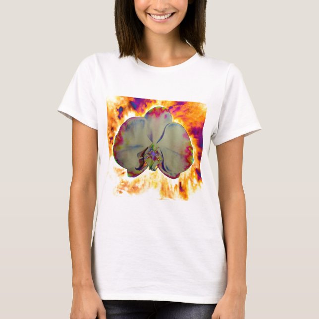 T-shirt Elégant boho abstrait aquarelle orchidée peinture (Devant)