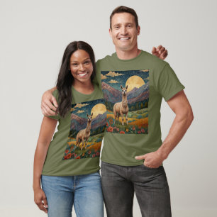 T-shirt Elégant boho llama alpaga paysage vintage