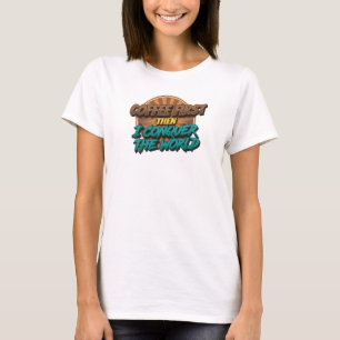 T-shirt Élégant CAFÉ D'ABORD PUIS CONQUÉRIR LE MONDE