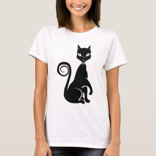 T-shirt Élégant chat noir
