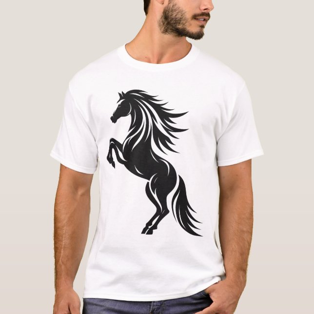 T-shirt Elégant Cheval d'élevage Silhouette Design (Devant)