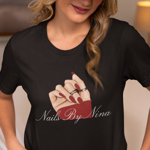 T-shirt Elégant Chic Nail Beauté Salon Manicuriste Uniform