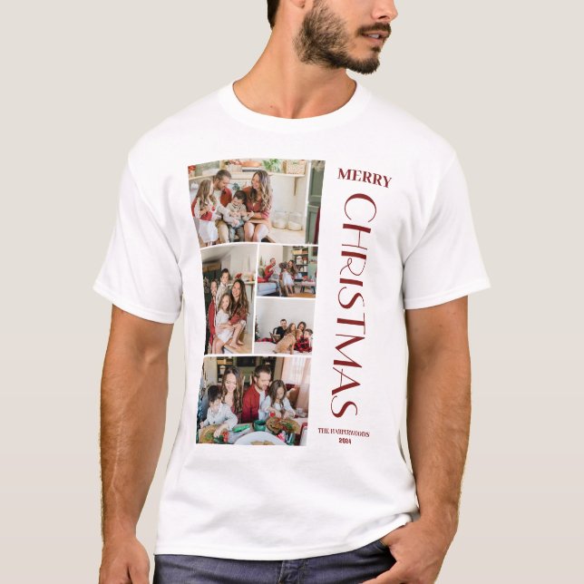 T-shirt Elegant Christmas Simple Family Photo Collage (Devant)
