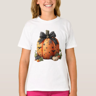 T-shirt Élégant Citrouille d'Halloween avec cabot noir