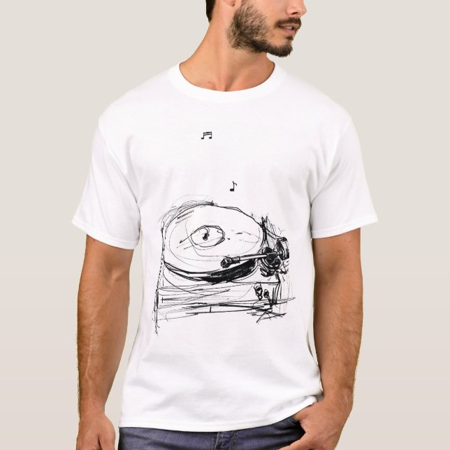 T-shirt Elégant croquis de gramophone Abstrait (Devant)