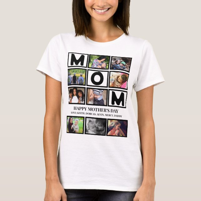 T-shirt Elégant Custom Happy Mothers Day 9 Photo Collage (Devant)