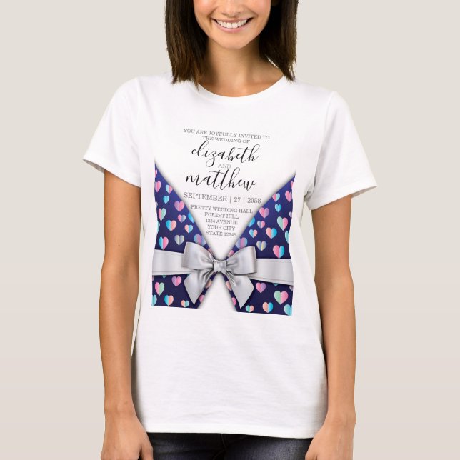 T-shirt Elégant design moderne Bow and Heart Speckles (Devant)