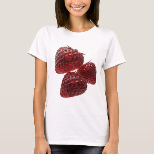 T-shirt Élégant design personnalisé THREE RED STRAWBERRIES