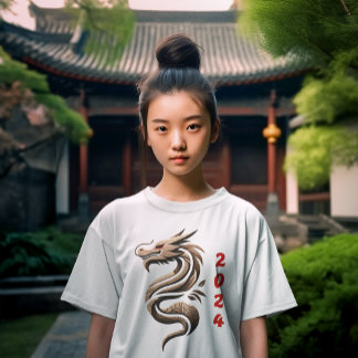 T-shirt Elégant Dragon en bois 2024