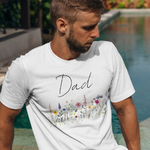 T-shirt Elégant Fleur sauvage Meadow Papa Baby shower
