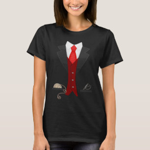 T-shirt Élégant Fun Fake Tuxedo Suit Nice Cravate noire