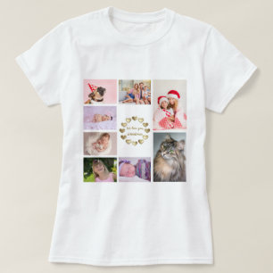 T-shirt Elegant Gold Family Photo Collage Fête des Mères