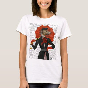 T-shirt Elégant Greyhound et parapluie rouge 2