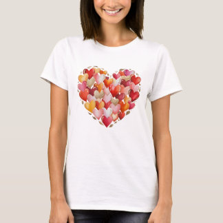 T-shirt Elegant Heart Collage Watercolor Gold Valentine