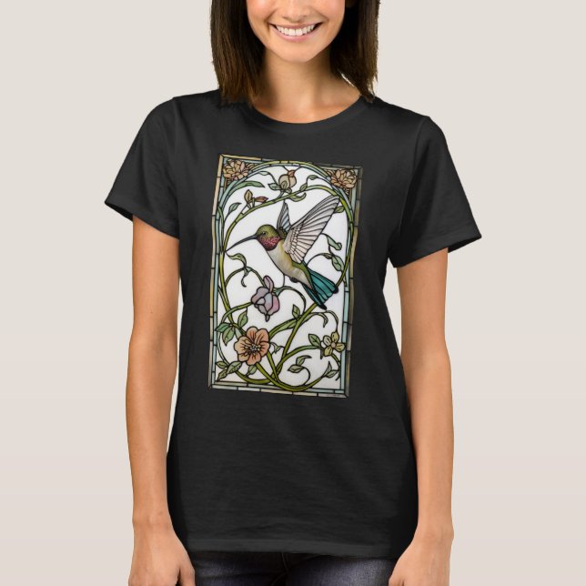 T-shirt Elegant hummingbird artwork botanical boho chic (Devant)