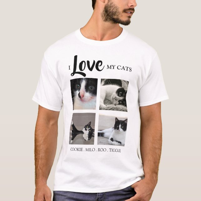 T-shirt élégant | J'aime mon | Cat | Photo (Devant)