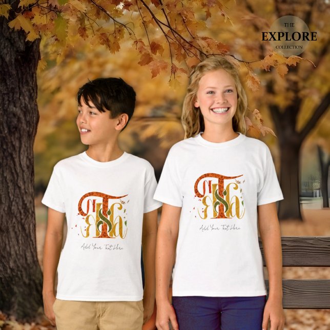 T-shirt Elegant Manuscript Thanks Autumn Fall Foliage Kids (Créateur téléchargé)