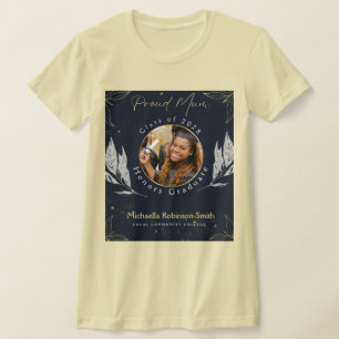 T-shirt Elégant Marine Gold Fière maman Graduation