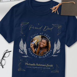 T-shirt Elegant Marine Gold Fière Papa Graduation
