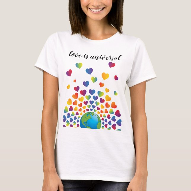 T-shirt Élégant minimaliste coloré Rainbow Heart Design (Devant)