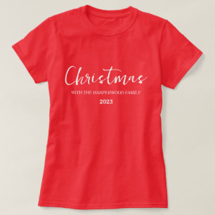T-shirt Élégant minimaliste moderne Noël Nom de famille