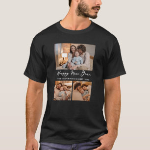 T-shirt Élégant moderne Joyeux Nouvel An Noir 3 Collage