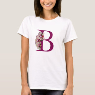 T-shirt Élégant monogramme initial B de l'orchidée