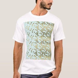 T-shirt Élégant Motif Gold Green Leaf