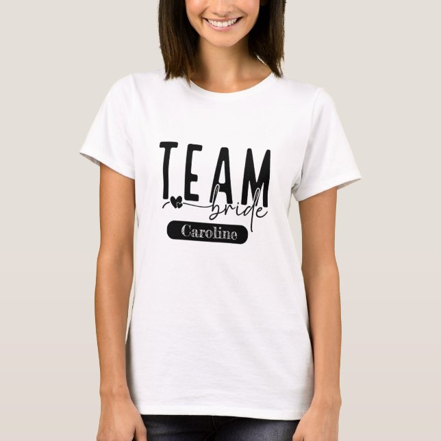 T-shirt Elégant Noir Personnalisable Team Bride Squad Tee (Devant)
