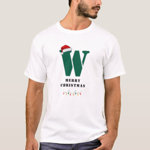T-shirt Élégant Reindeer Noël Famille Monogramme Nom