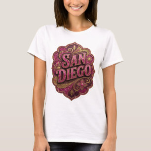 T-shirt élégant rose avec le slogan de SAN DIEGO
