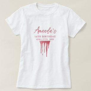 T-shirt Elégant Rose Parties scintillant or goutte douce 1