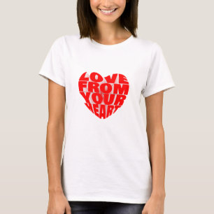 T-shirt Elégant Rouge 3D Design de texte Amour de votre co
