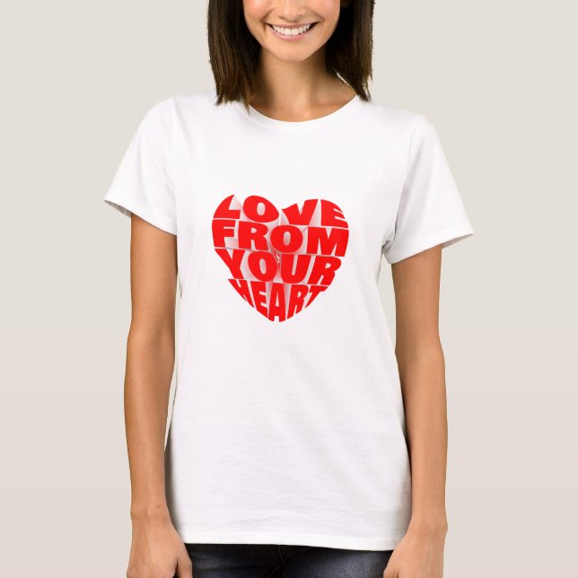 T-shirt Elégant Rouge 3D Design de texte Amour de votre co (Devant)
