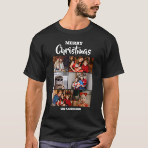 T-shirt Élégant Script moderne Noël Famille Photo