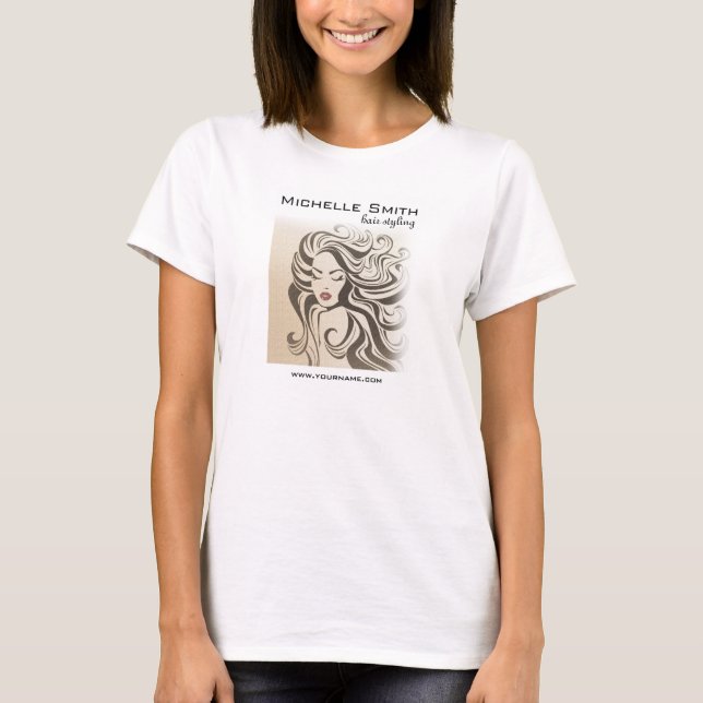 T-shirt Élégant Sepia Chic Wavy Hairstyle extensions de ch (Devant)