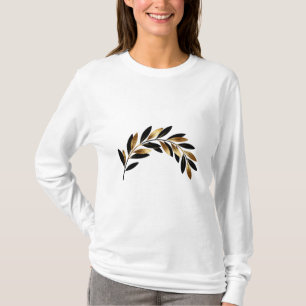 T-shirt Élégant sweatshirt à branche d'olive noir et or mi