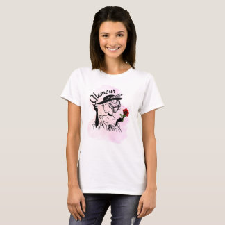 T-shirt Elegant Vintage Glamour Lady with Rose Design