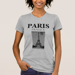 T-shirt Élégant Vintage Noir et Blanc Paris France