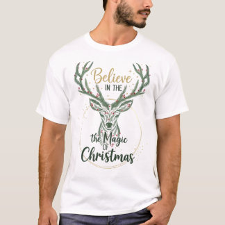T-shirt Elegant Watercolor Reindeer Wreath
