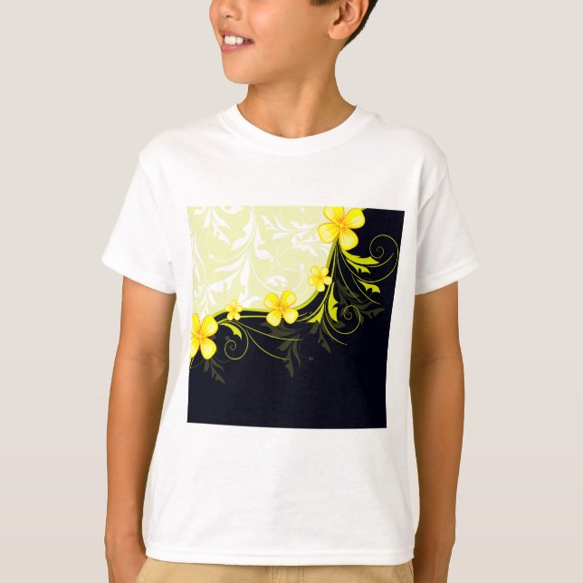 T-shirt Elegant Yellow Floral Damask (Devant)