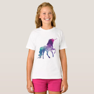 T-shirt Elégante aquarelle Bleu violet Unicorne moderne