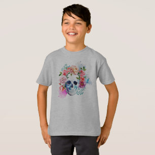 T-shirt Elégante chemise à crâne fleurie Dia de los Muerto