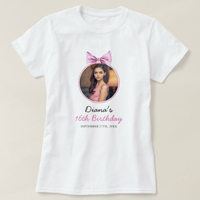 T-shirt Élégante coquette de la cou rose Photo Sweet 16 An (Design devant)