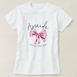 T-shirt Élégante Coquette Rose Bow Sweet 16 Anniversaire