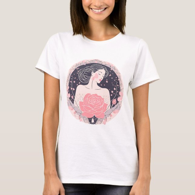 T-shirt Élégante femme abstrait chemise rose pacifique (Devant)